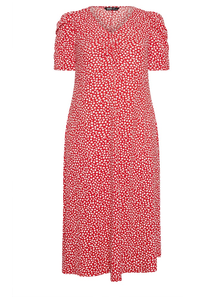 Rot - Yours Curve Leopard Print Textured Milkmaid Dress - Bild 5 von 5 Rot - Yours Curve Leopard Print Textured Milkmaid Dress - Bild 5 von 5