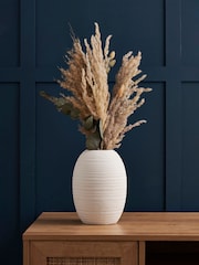 BHS Cream Small Textured Ceramic Vase - Image 1 of 4