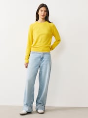 Bright Yellow Soft Touch Crew Neck Cotton Rich Jumper - Image 4 of 8