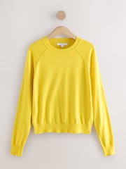Bright Yellow Soft Touch Crew Neck Cotton Rich Jumper - Image 6 of 8