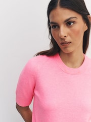 Fluro Pink Supersoft Short Sleeve Knitted Top - Image 5 of 8