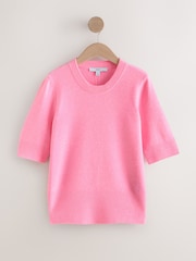 Fluro Pink Supersoft Short Sleeve Knitted Top - Image 6 of 8