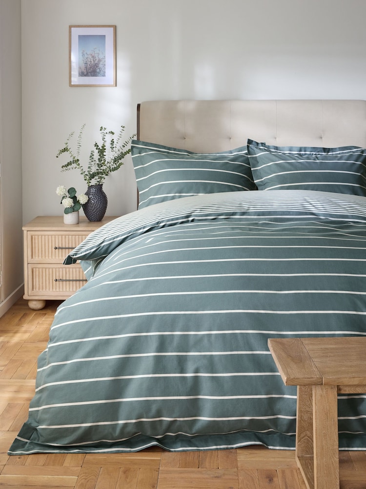 Blue Stripe Duvet Cover and Pillowcase Set - Image 1 of 4