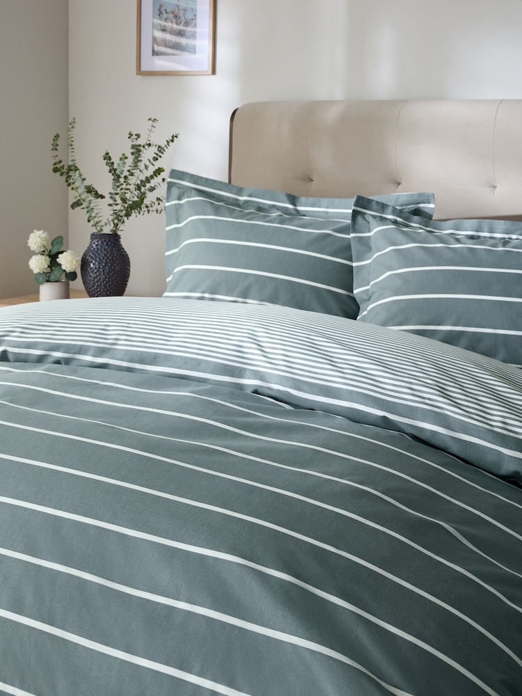 Blue Stripe Duvet Cover and Pillowcase Set - Image 2 of 4