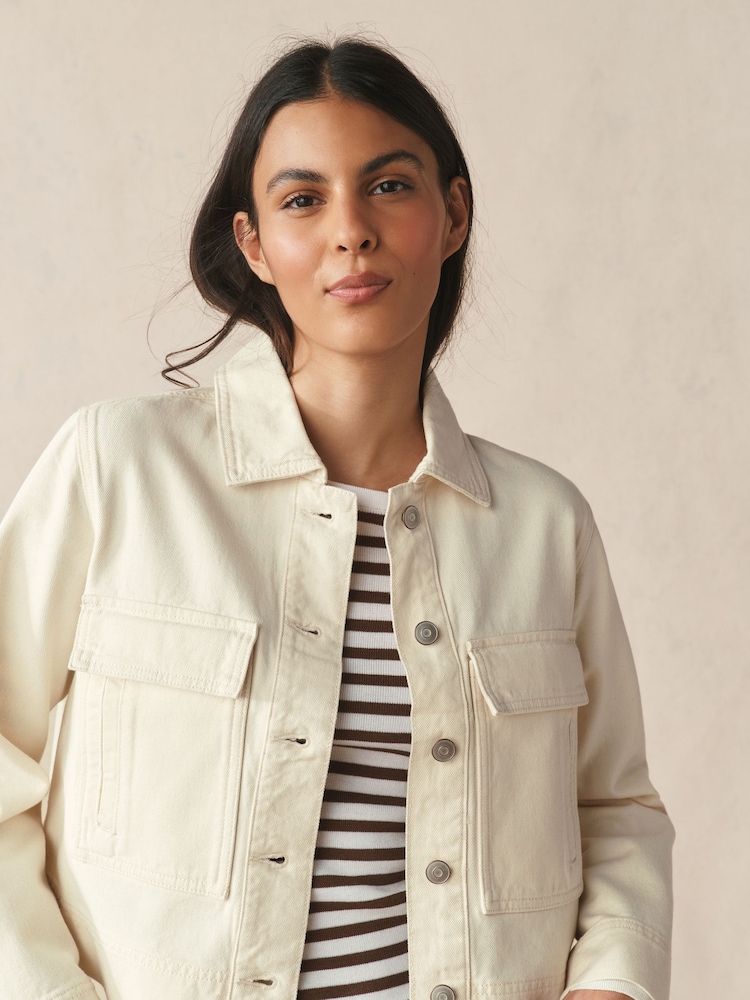 بيج فاتح - سترة قطن ذات 2 جيوب - Image 5 of 5