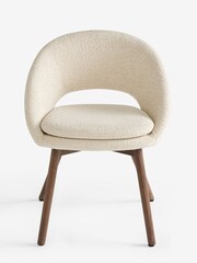 Set of 2 Linen Look Leopard Natural Hewitt Upholstered Dark Wood Leg Dining Chairs - Image 3 of 7