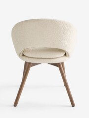 Set of 2 Linen Look Leopard Natural Hewitt Upholstered Dark Wood Leg Dining Chairs - Image 5 of 7