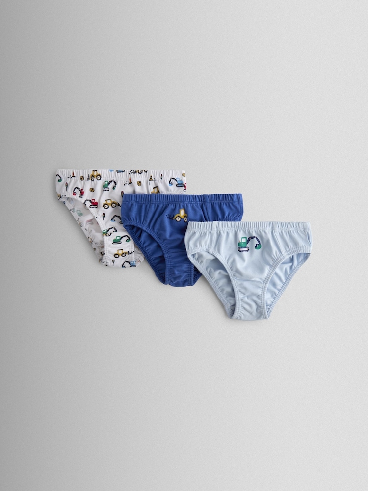 JoJo Maman Bébé Tractor Construction Vehicle 3 Pack Briefs - Image 1 of 8