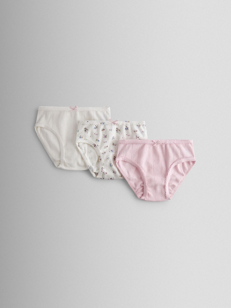 JoJo Maman Bébé Heart Pointelle 3-Pack Floral Briefs - Image 1 of 8