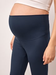 Navy Supersoft Dry Tech Flared Yoga Sports Maternity Leggings - Image 6 of 10