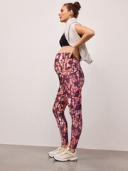 Pink Print Maternity Sports Dry Tech High Waist Full Length Leggings - Image 1 of 10