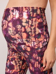Pink Print Maternity Sports Dry Tech High Waist Full Length Leggings - Image 4 of 10
