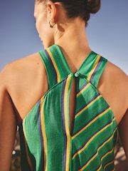 Green/ Yellow Stripe - Midikleid mit Neckholder-Twist-Ausschnitt - Bild 5 von 5