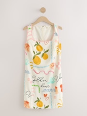 Ecru Tomato Print Square Neck Mini Shift Dress - Image 5 of 8