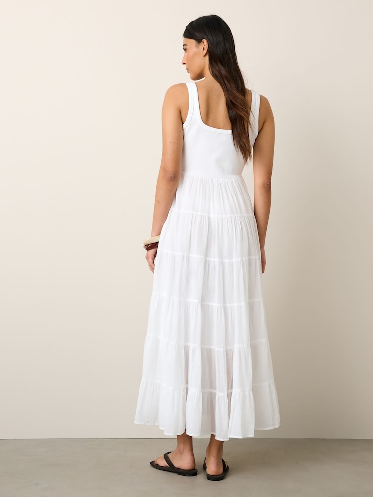 white tiered midi dress SOLANA MODEL INFO Model is wearing size XS Height Baberdicy Long Dress Women's Summer