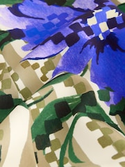 Green Floral Stripe Occasion Cinched Waist Maxi Dress - Image 7 of 8