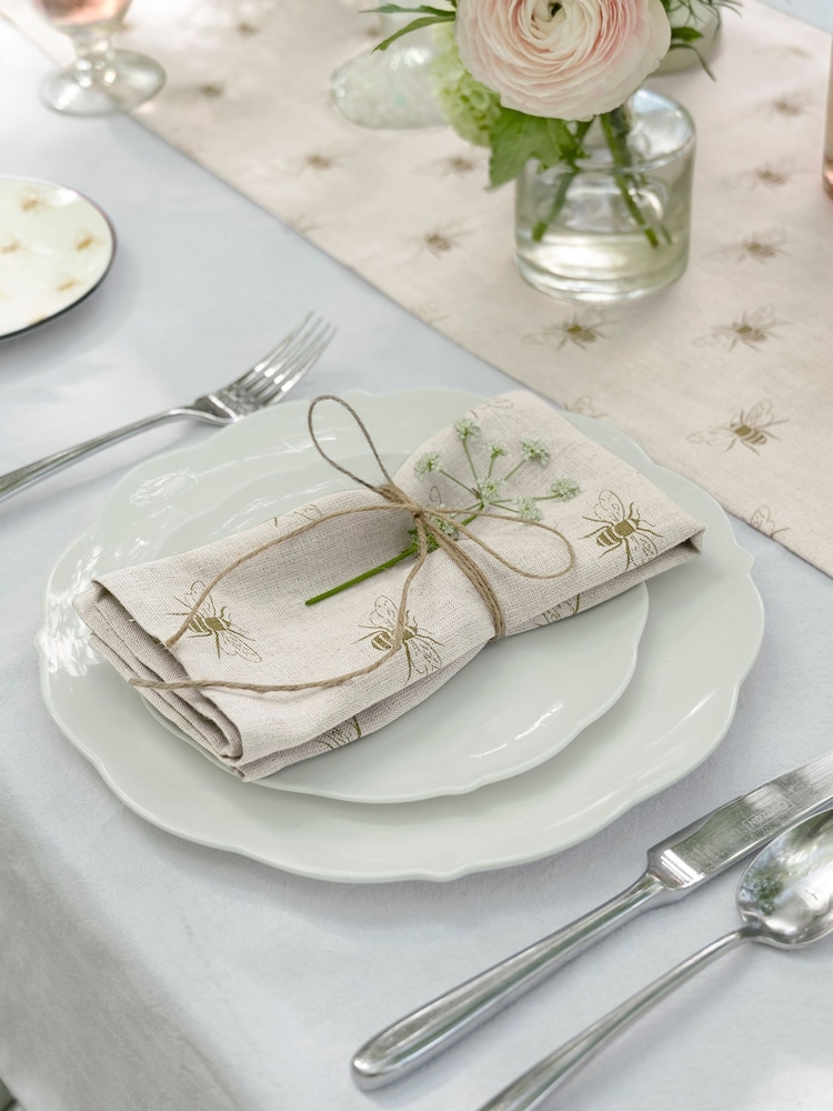 Sophie Allport Set of 4 Linen Bee Napkins - Image 2 of 3