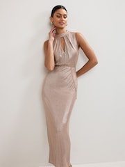 Phase Eight Gold Libby Metallic Dress - Image 3 of 7