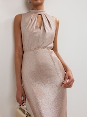 Phase Eight Gold Libby Metallic Dress - Image 4 of 7