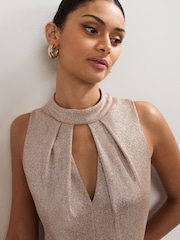 Phase Eight Gold Libby Metallic Dress - Image 5 of 7