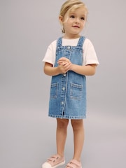 Mango Blue Denim Dungaree Dress - Image 1 of 5