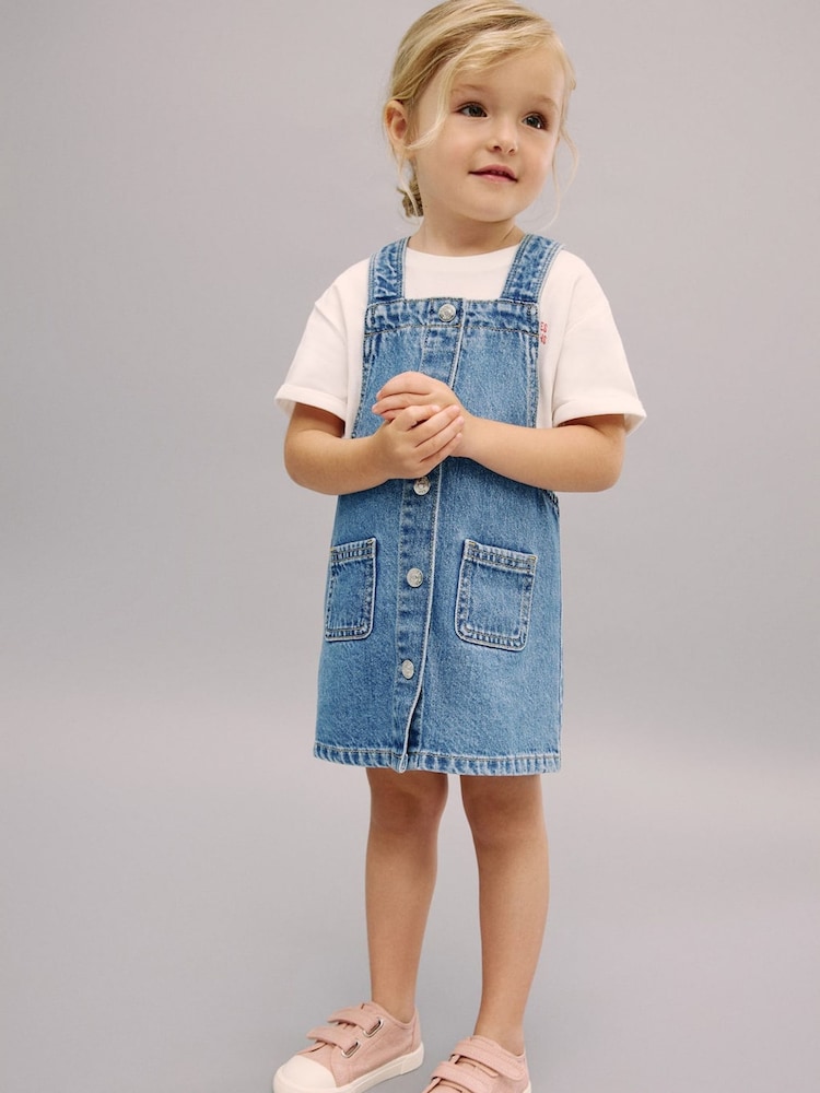 Mango Blue Denim Dungaree Dress - Image 1 of 5 Mango Blue Denim Dungaree Dress - Image 1 of 5