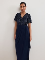 Phase Eight Blue Petite Janessa Dress - Image 3 of 6