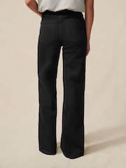 Schwarz - High Rise Stretch Jeans mit weitem Bein - Bild 2 von 8