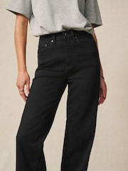 Schwarz - High Rise Stretch Jeans mit weitem Bein - Bild 3 von 8