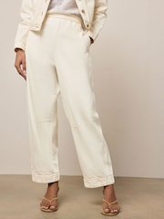 Ecru Pull On Barrel Leg Jeans - Image 2 of 9