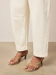 Ecru Pull On Barrel Leg Jeans - Image 6 of 9