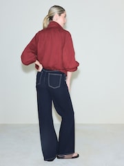 Indigo Blue High Rise Stretch Wide Leg Jeans - Image 3 of 9