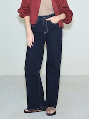 Indigo Blue High Rise Stretch Wide Leg Jeans - Image 5 of 9
