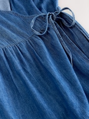 Mittelblau - Denim Tiered Maxi Wrap Dress - Bild 5 von 6