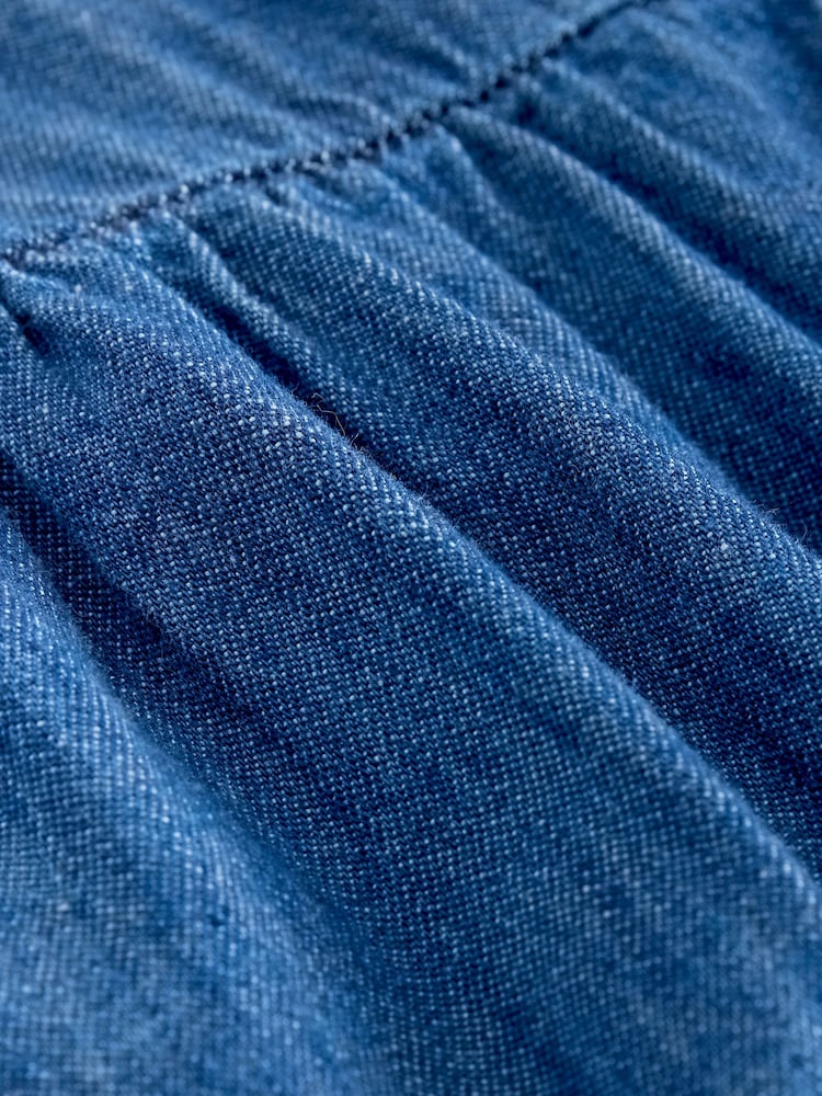 Mittelblau - Denim Tiered Maxi Wrap Dress - Bild 6 von 6