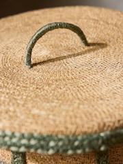 Sage Green Seagrass Check Hamper Laundry Basket - Image 3 of 5