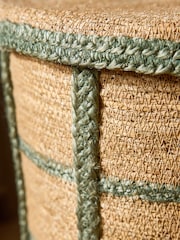 Sage Green Seagrass Check Hamper Laundry Basket - Image 4 of 5