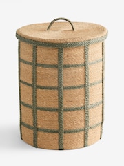 Sage Green Seagrass Check Hamper Laundry Basket - Image 5 of 5