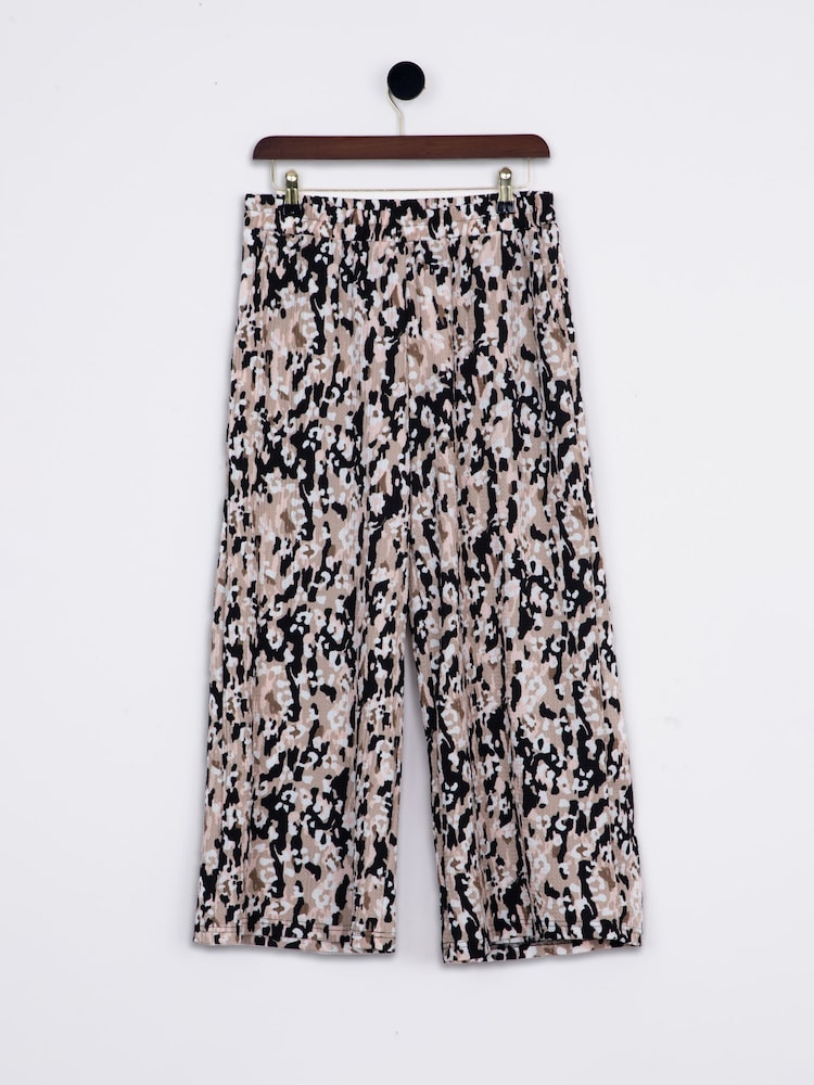 Lakeland Clothing Cream Tia Animal Print Wide Leg Culotte Trousers - Image 1 of 4