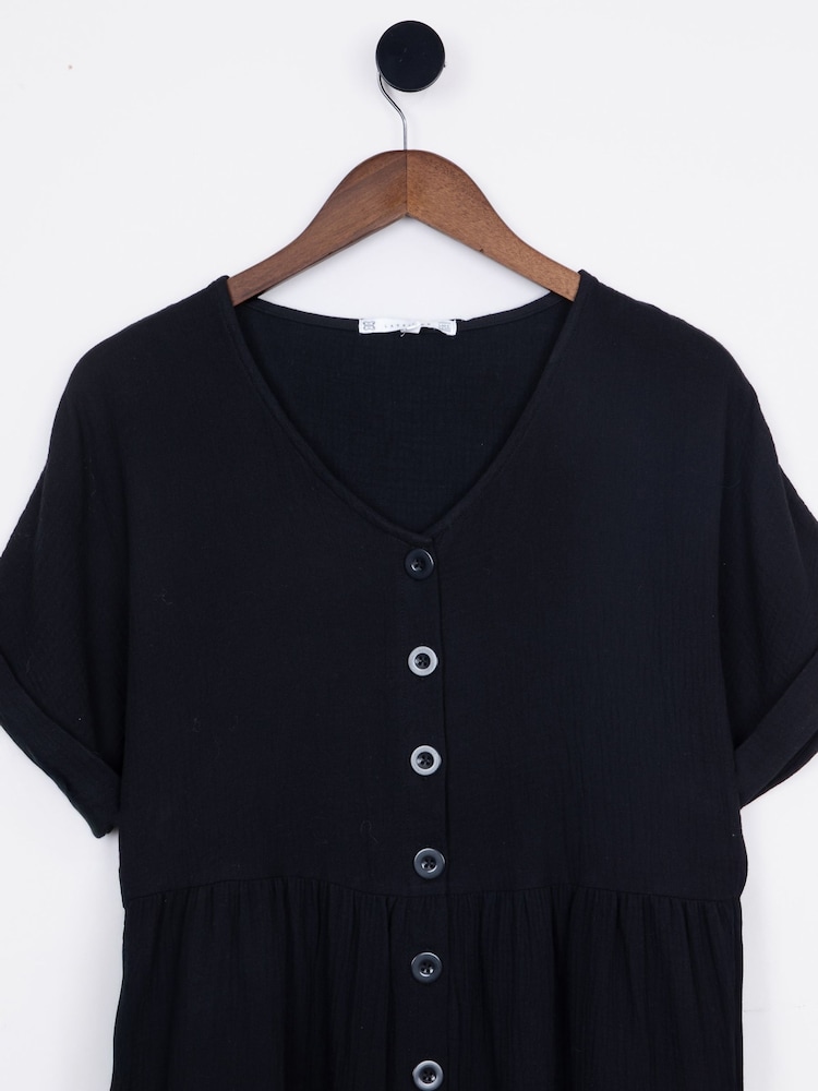 Lakeland Clothing 100% Cotton Cara Midi Black Dress - Image 2 of 5