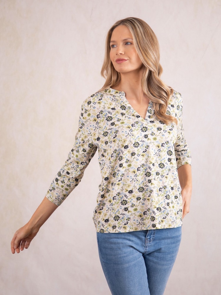 Lakeland Clothing Green Mia Floral Print Jersey Blouse - Image 2 of 7