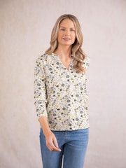 Lakeland Clothing Green Mia Floral Print Jersey Blouse - Image 6 of 7