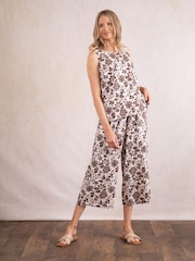 Lakeland Clothing Maxine Linen Blend Culotte Brown Trousers - Image 1 of 6
