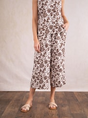 Lakeland Clothing Maxine Linen Blend Culotte Brown Trousers - Image 3 of 6