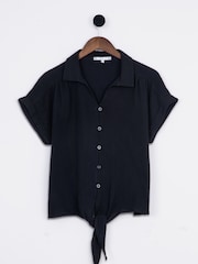 Lakeland Clothing Verity Tie Front Black Blouse - Imagen 1 de 6