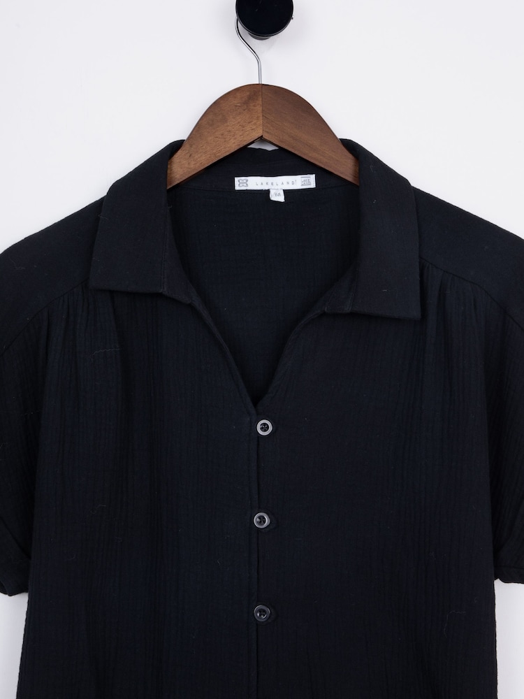 Lakeland Clothing Verity Tie Front Black Blouse - Imagen 2 de 6