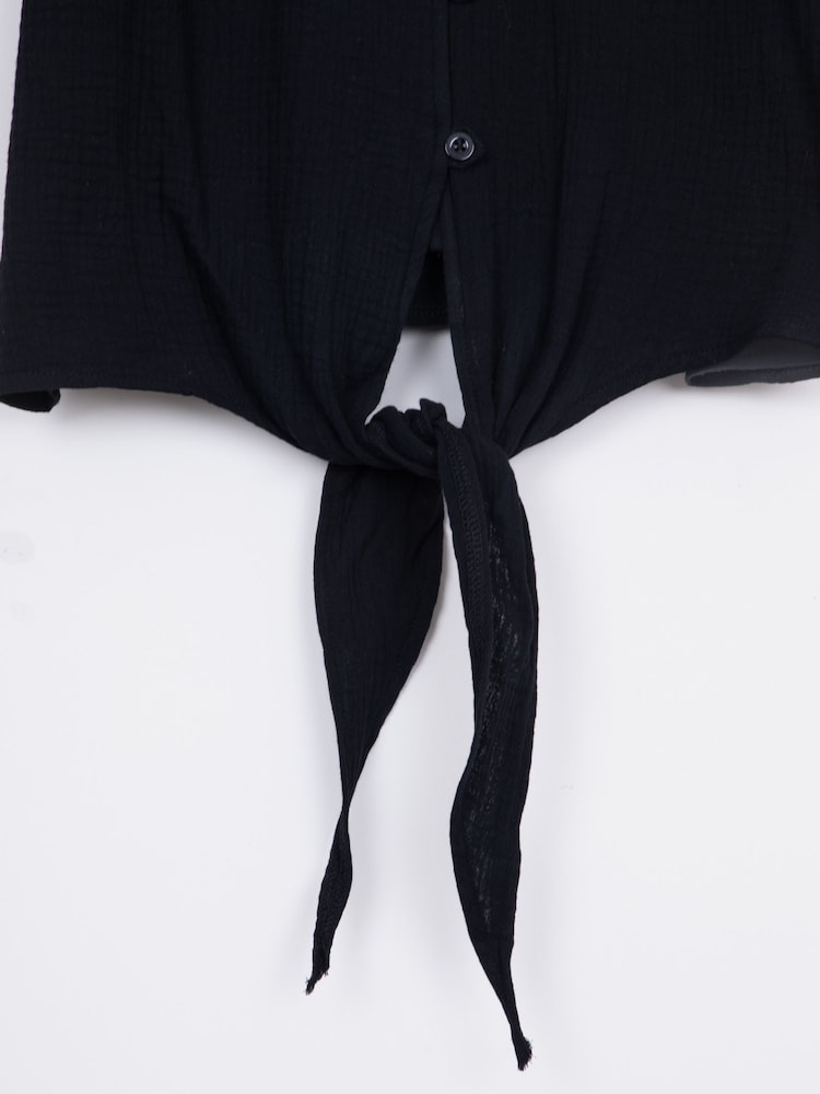 Lakeland Clothing Verity Tie Front Black Blouse - Imagen 6 de 6