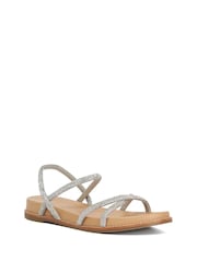 Dune London Silver Levia Diamonte Upper Strap Sandals - Image 2 of 5