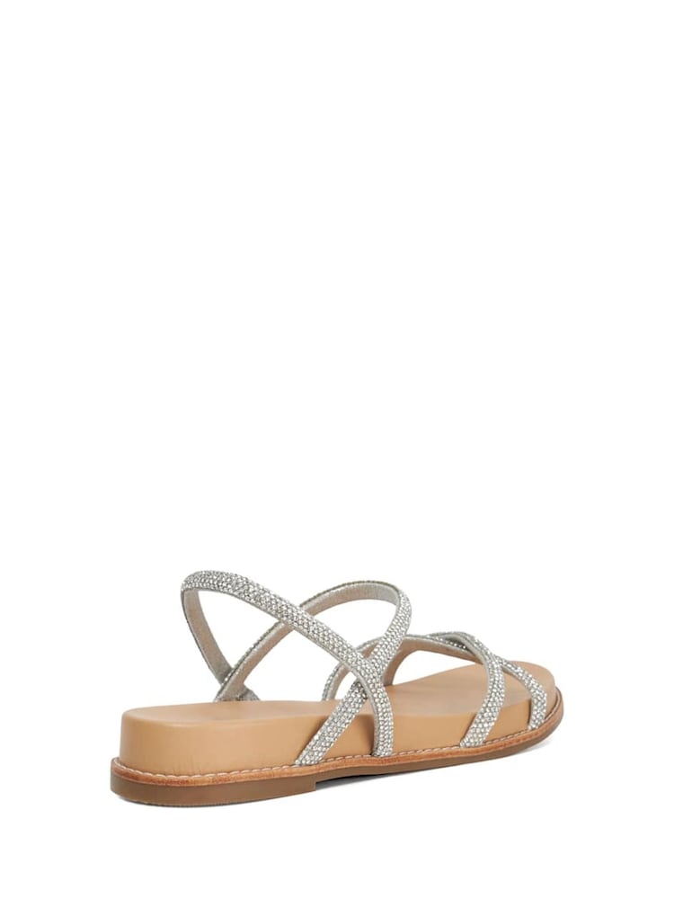 Dune London Silver Levia Diamonte Upper Strap Sandals - Image 3 of 5