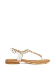 Dune London Cream Larvo Jewel Toe Post Sandals - Image 1 of 5